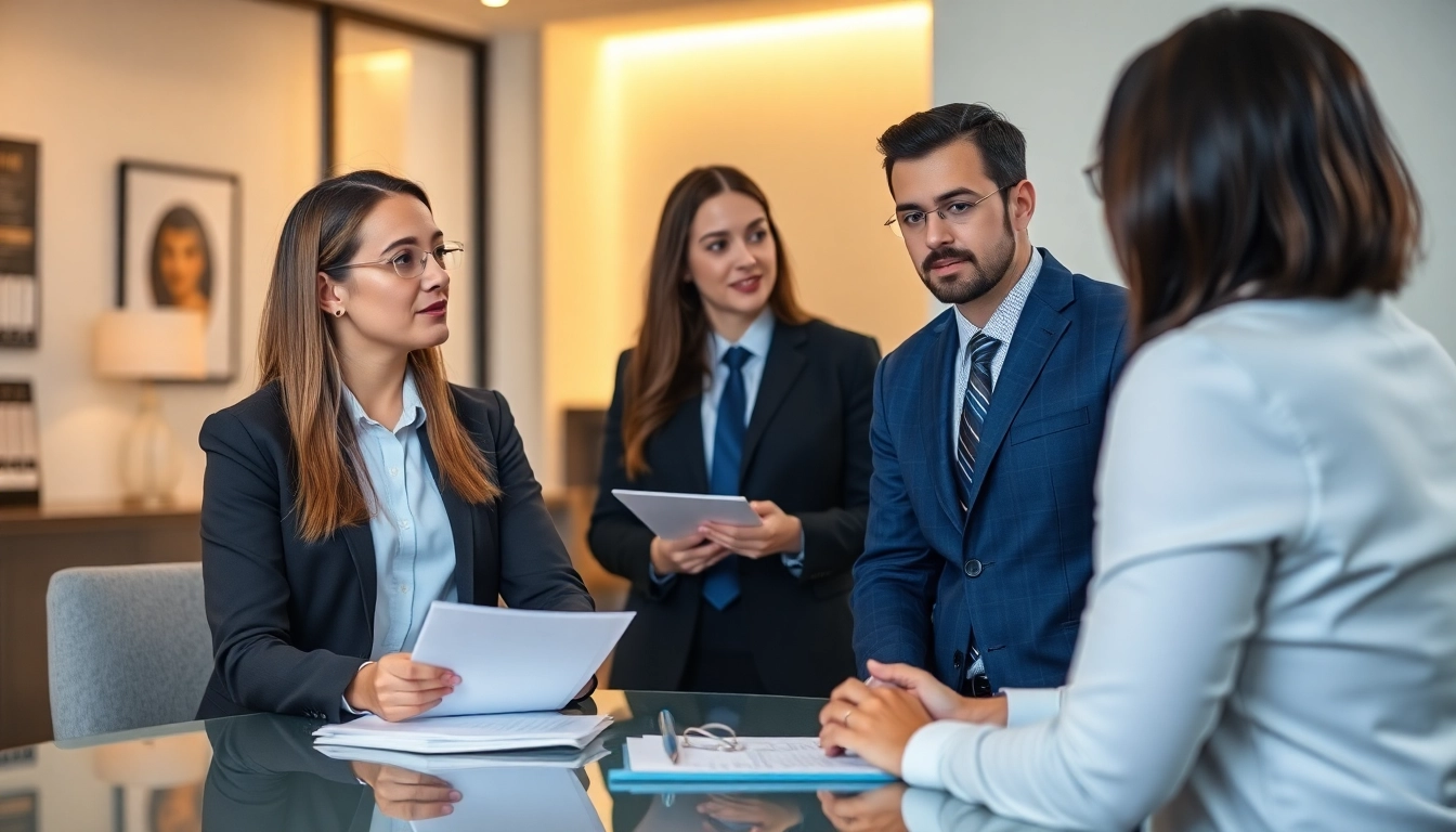 Consulting PFAS lawsuit attorneys with clients in a modern office setting.