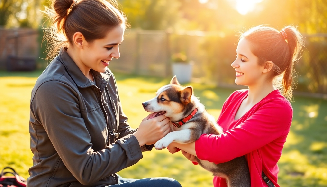 Best dog training Houston with a professional trainer teaching a puppy in an outdoor setting.