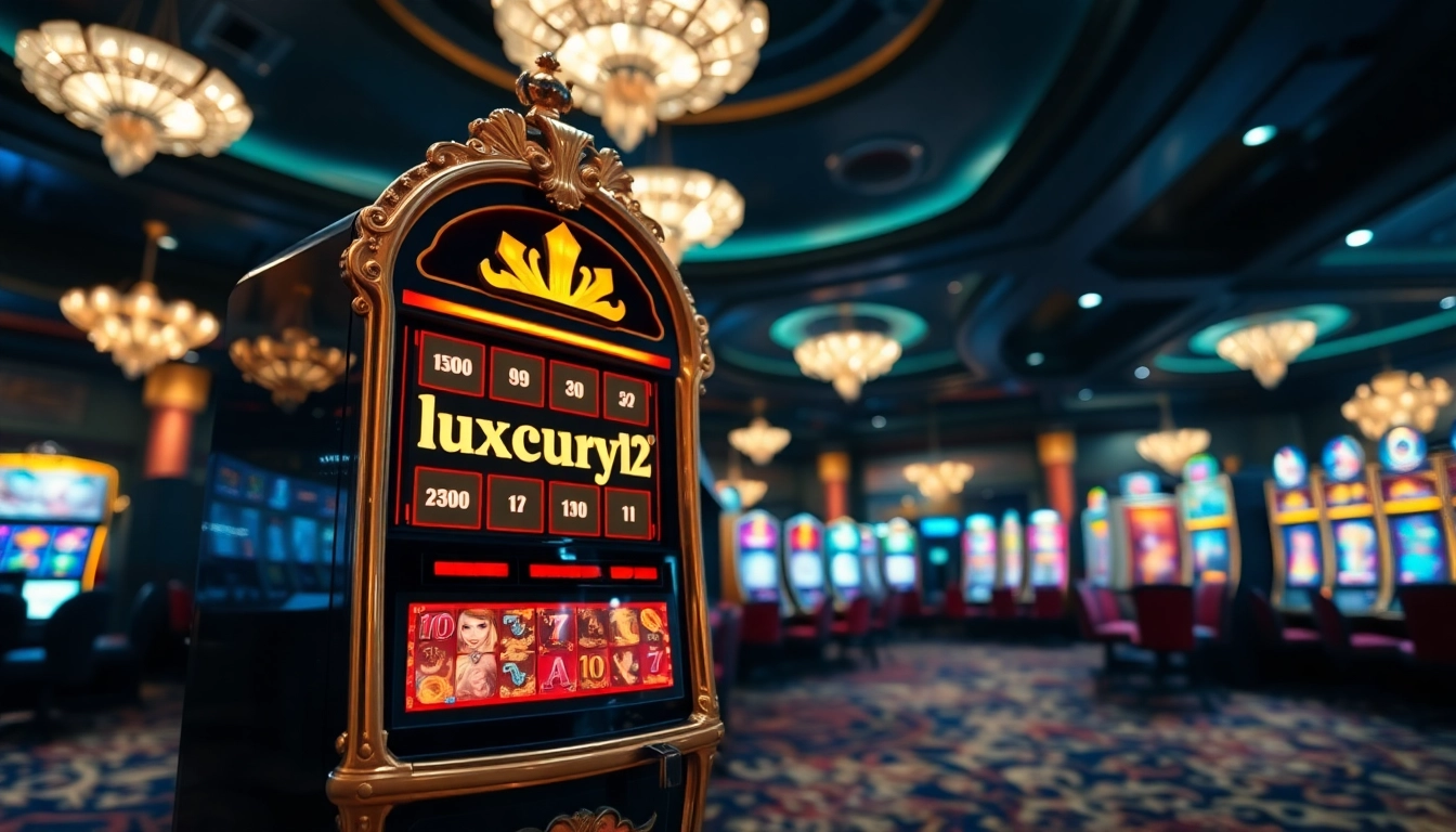 Juega en la máquina tragamonedas luxury12 en un ambiente de casino elegante y moderno.