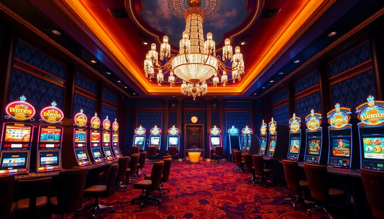 Juega en una sala de juegos de lujo con máquinas luxury12 y decoración elegante.