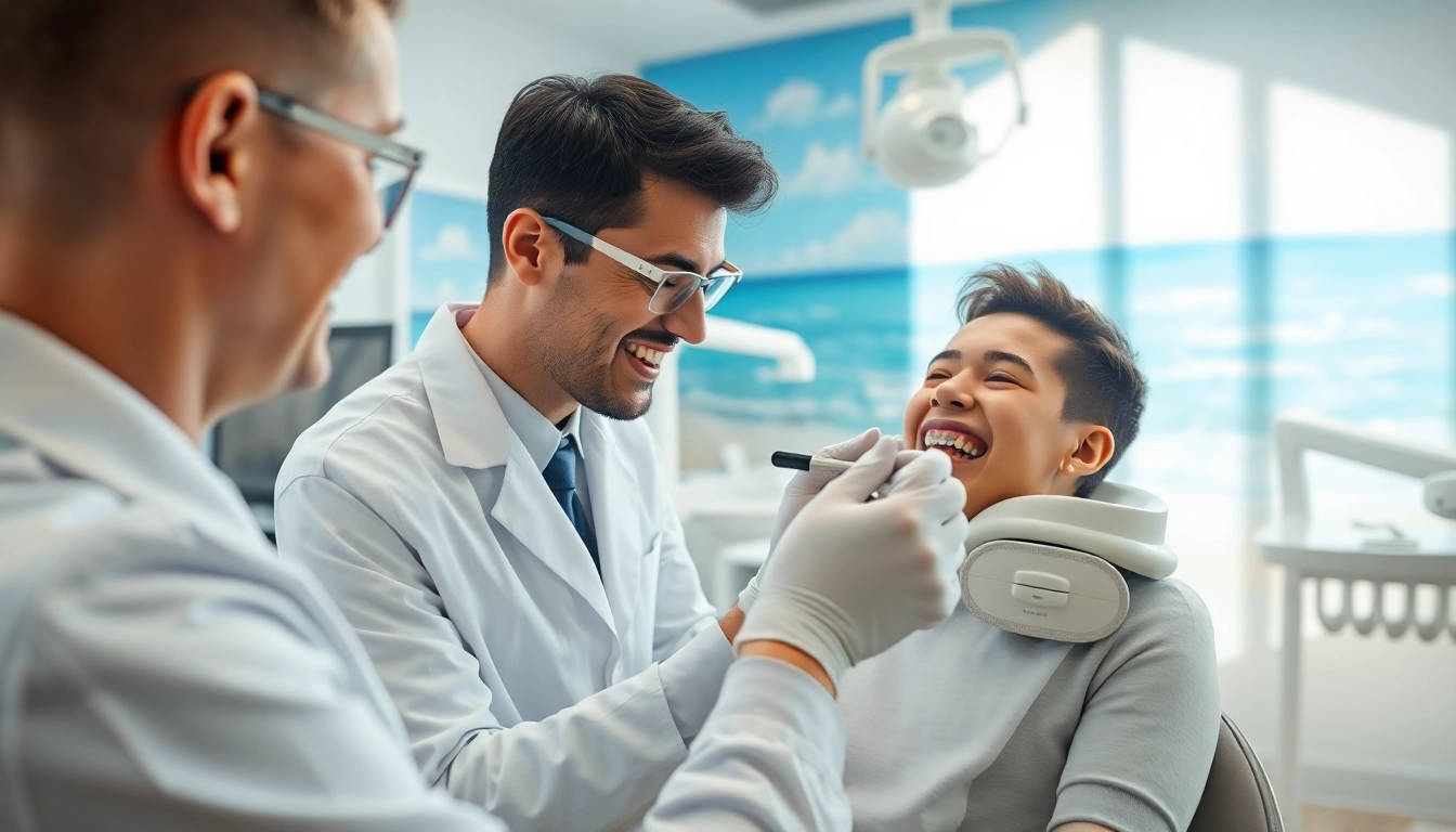 Orthodontist treating braces Myrtle Beach patient in a welcoming dental environment.